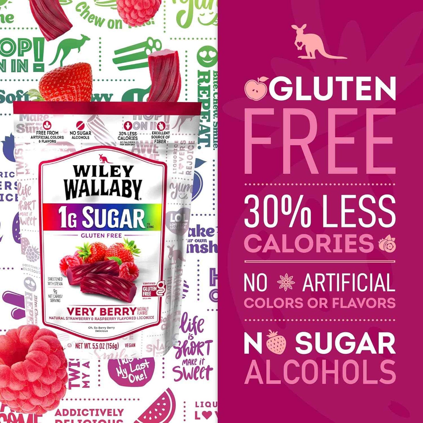 Wiley Wallaby Very Berry & Watermelon Variety Pack – Thoughtful Low Sugar Gift for Diet-Conscious Friends