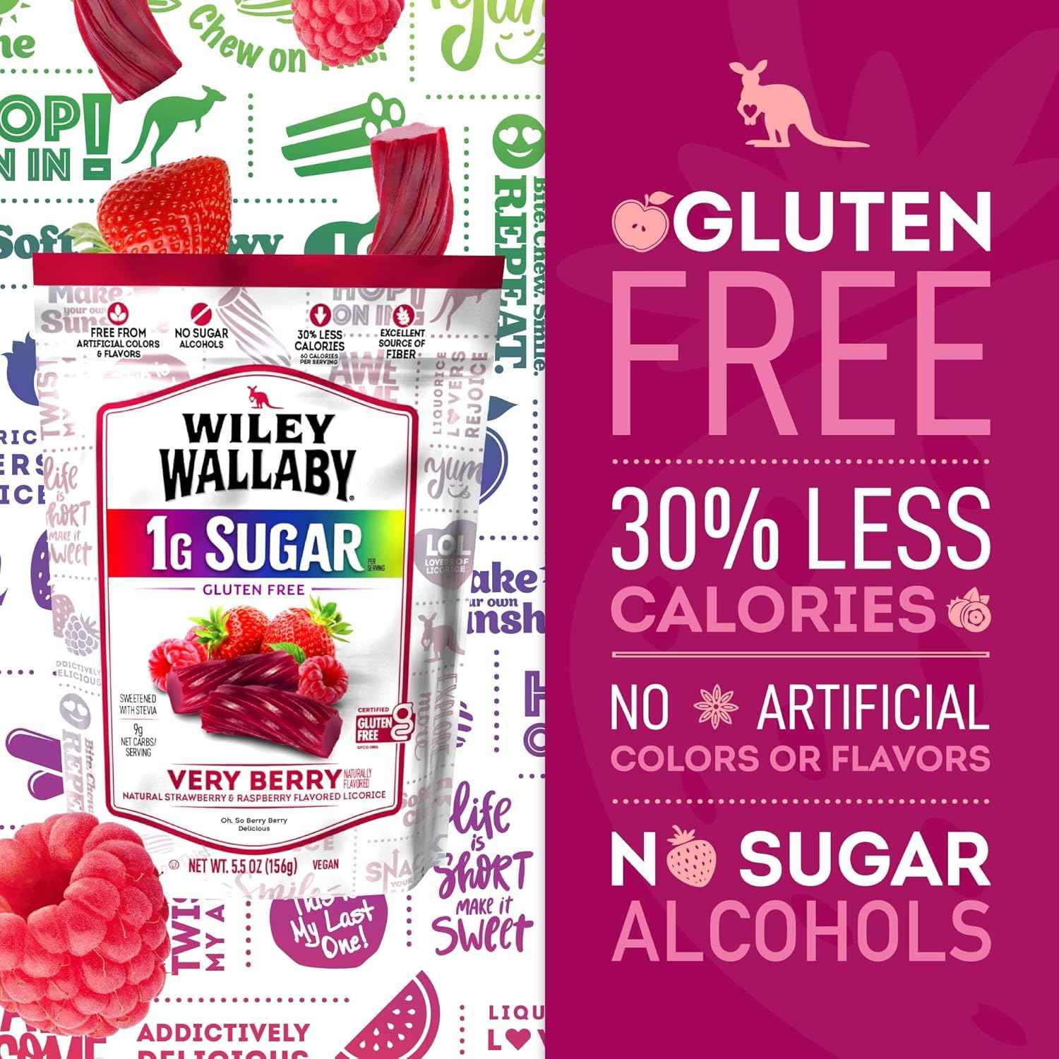 Wiley Wallaby Very Berry & Watermelon Variety Pack – Thoughtful Low Sugar Gift for Diet-Conscious Friends