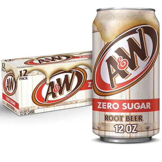 A&W Zero Sugar Root Beer Soda, 12 fl oz cans (12 pack) – Kid-Friendly Root Beer for Lunchboxes, Playdates, and Afternoon Snacks