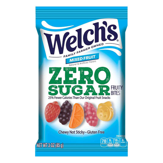 Welch's Zero Sugar Fruity Bites – Trail and Gym Bag Snack for Active Commuters, 3oz Shelf-Stable Pack