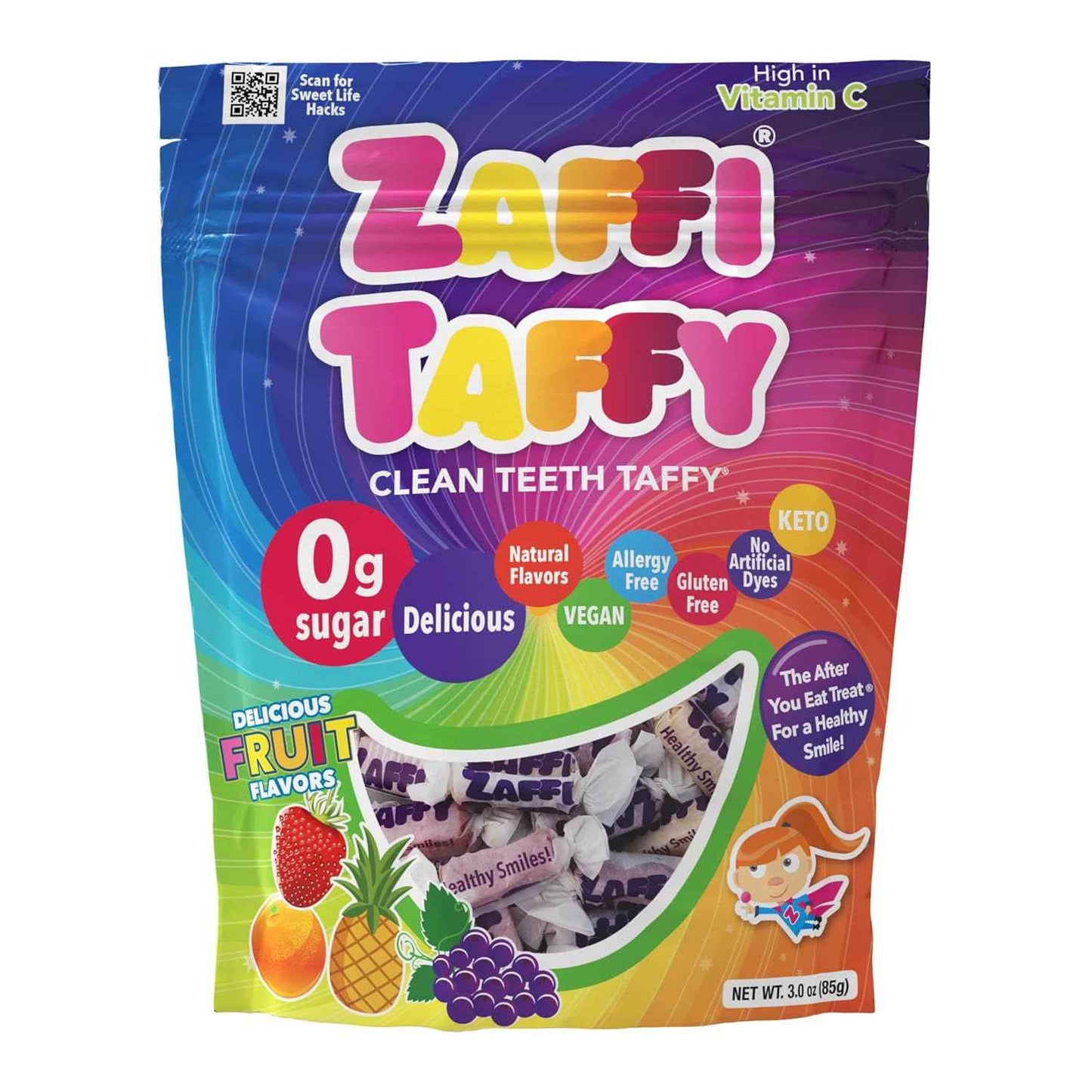 Zollipops Sugar Free Taffy 3 Oz – Portable Travel Candy for Road Trips, Camping and Hiking