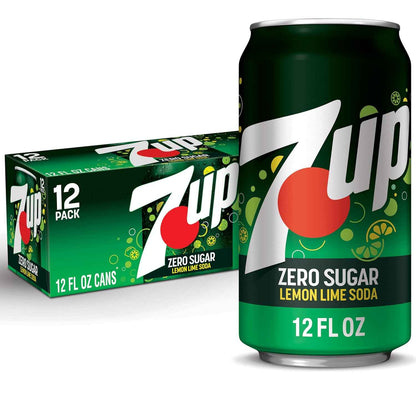 7UP Zero Sugar Soda, 12-Pack Cans – Office Break Room Refreshment for Afternoon Focus