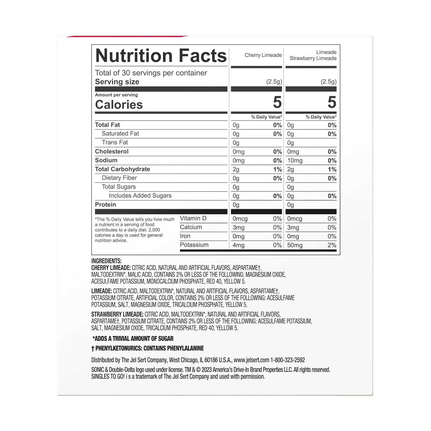 zero sugar, zero calories, caffeine-free formula sweetened with aspartame and acesulfame potassium