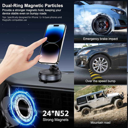 Vacuum Magnetic Suction Phone Holder – Pocket-Sized Magnetic Phone Mount for Travel and Road Trips, Black